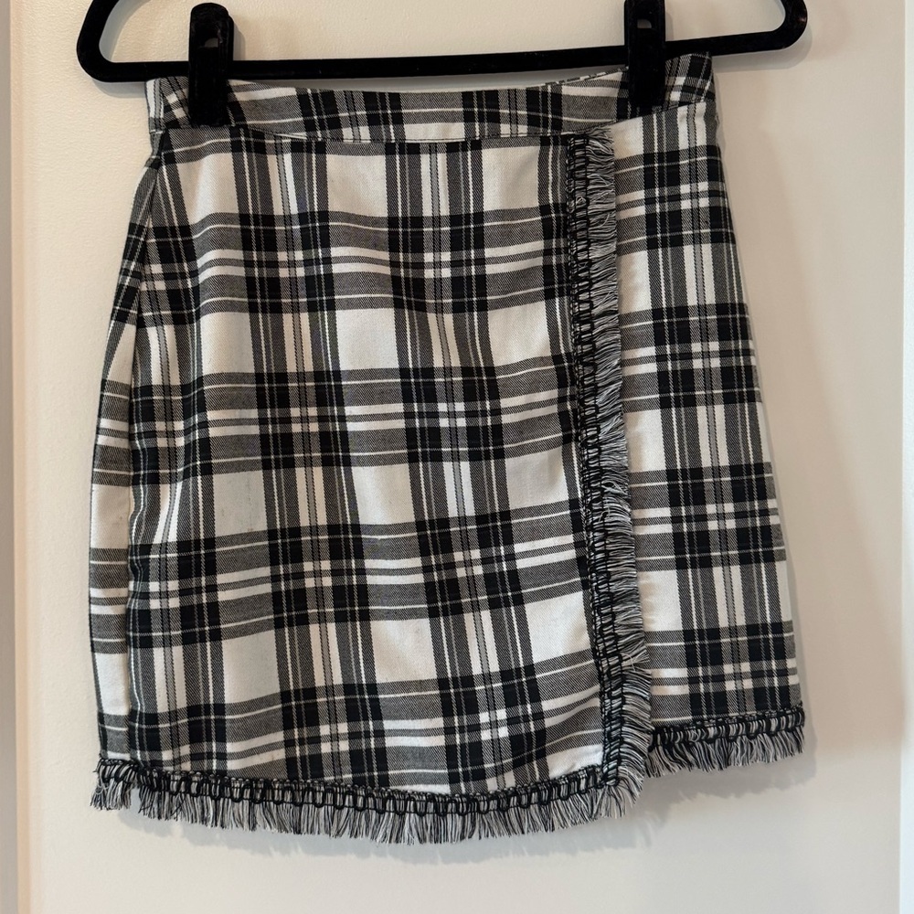 Missguided Black and White Plaid Mini Skirt